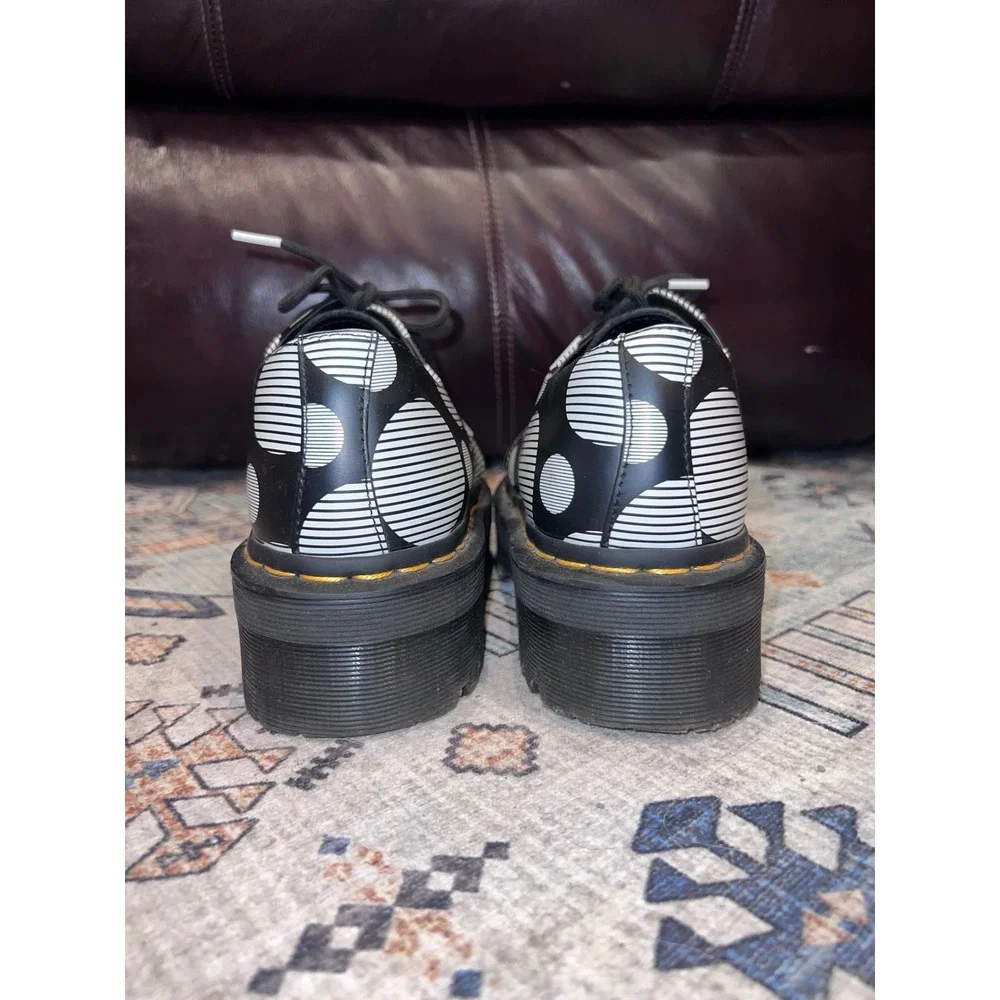 Dr. Martens Unisex 1461 Black + White Polka Dot Smooth Leather‎ Platforms L10/M9